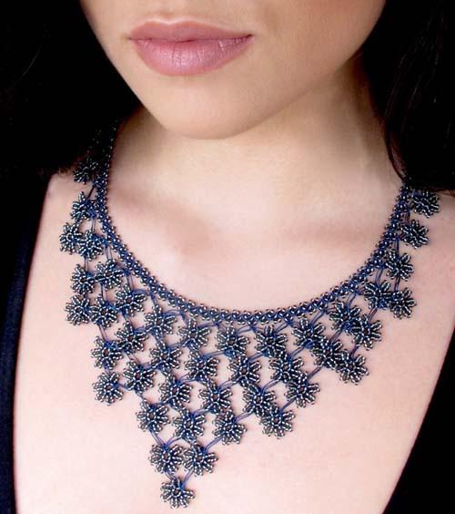 Midnight Blue Petals Cascade Crochet Necklace High 5 Humans|Fair