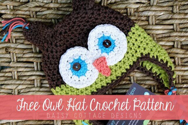 Free Owl Hat Crochet Pattern - Daisy Cottage Designs