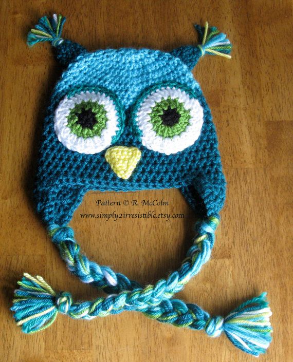 Owl Hat Pattern - us and uk Terms Available - Crochet Pattern 1