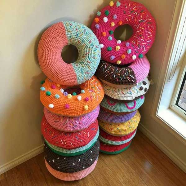 So cute crocheted donut pillows. - Top 20 Cutest Crochet Projects