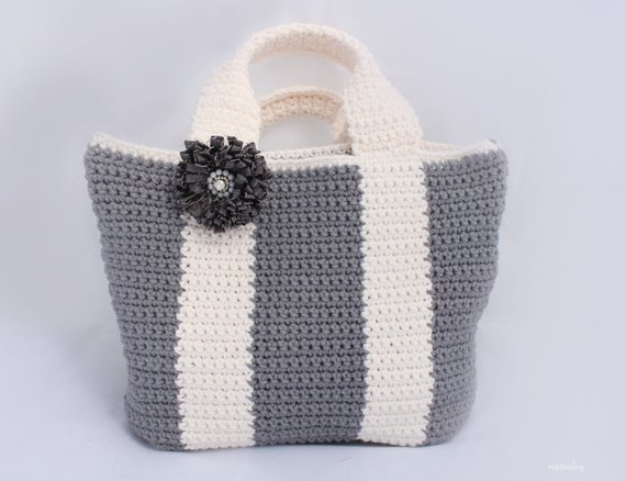 Crochet simple tote bag pattern Bicolor bag Crochet purse | Etsy