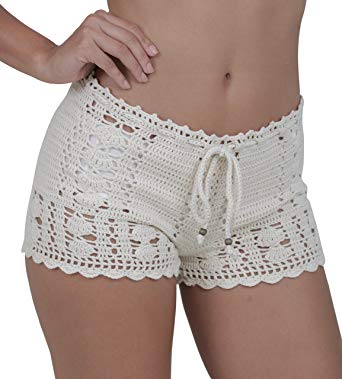 M&B USA Casual Shorts Cotton Crochet Lace Shorts Beach Summer
