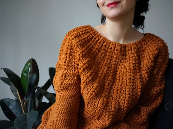 Crochet Sweater pattern PDF Goldenrod Sweater top down one | Etsy