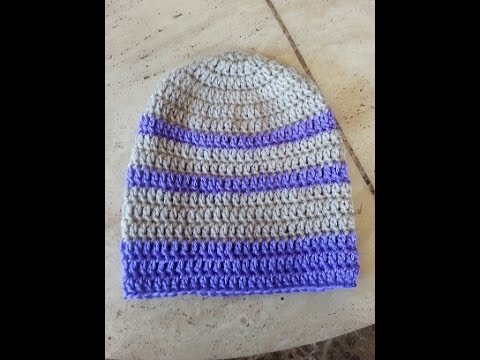 Crochet super easy beginner adult beanie hat DIY tutorial