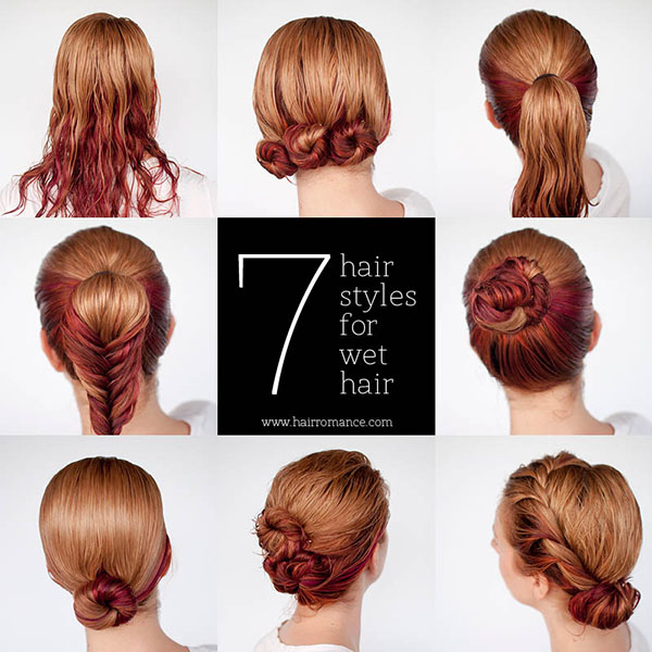 Get ready fast with 7 easy hairstyle tutorials for wet hair - Hair