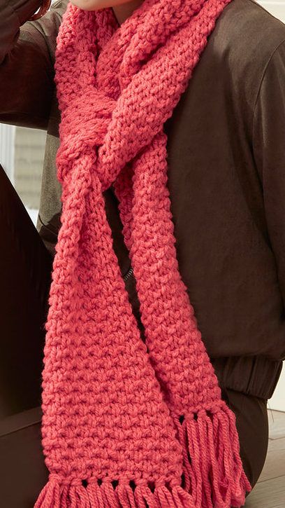 Free Knitting Pattern for Easy 4 Row Repeat Textured Scarf - This