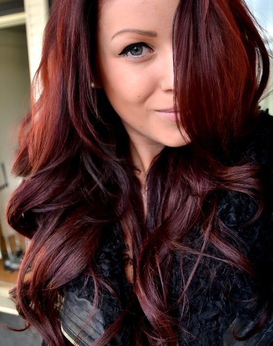 red hair glaze on dark brown hair | Love this color!! John Frieda 4R