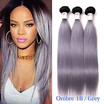 Amazon.com : GEFINE Grade 7A Black Grey Hair Weave Two Tone Ombre 1b