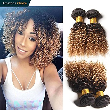 Amazon.com : Hairitory Ombre Kinky Curly Human Hair Weave 3 Bundles