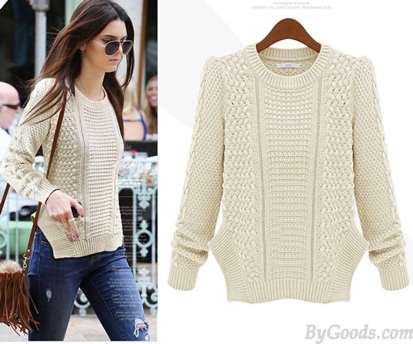 Personality Side Split Cable Knit Sweater | Sweaters & Cardigans