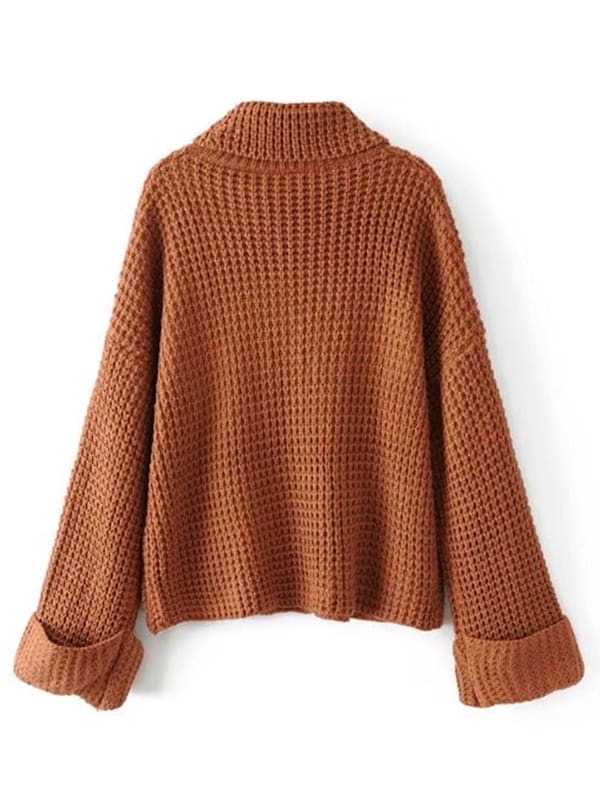 Turtleneck Waffle Knit Sweater | SHEIN