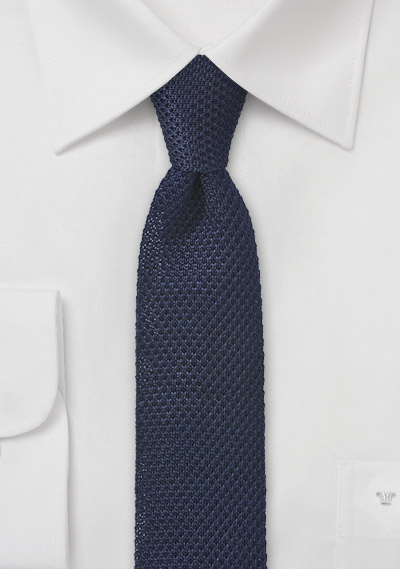 Skinny Knit Tie in Solid Navy Blue | Bows-N-Ties.com