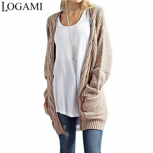 LOGAMI Long Cardigan Women Long Sleeve Knitted Sweater Cardigans