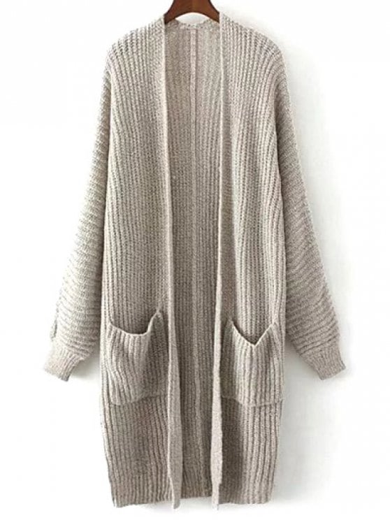 2019 Pockets Collarless Knitted Cardigan In LIGHT COFFEE M | ZAFUL