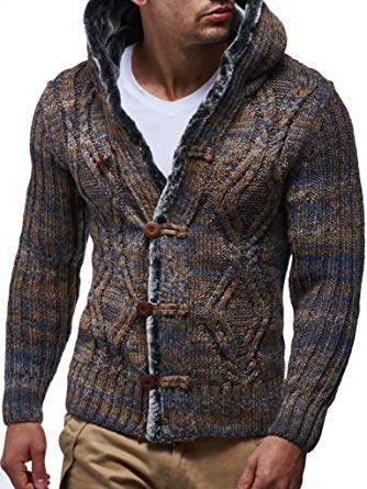 Amazon.com: Leif Nelson Men's Knitted Cardigan | Long-sleeved slim