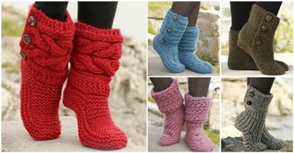 6 Stylish Knitted and Crochet Slipper Boots FREE Patterns