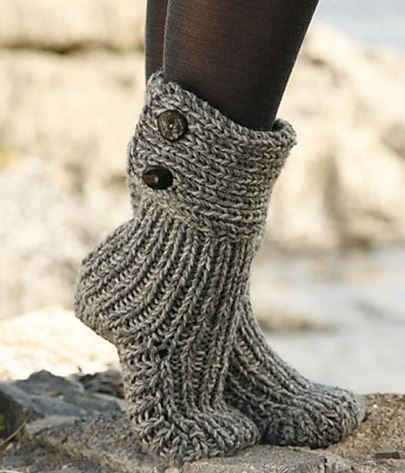 Unique ideas of wearing Knitted slipper
  boots