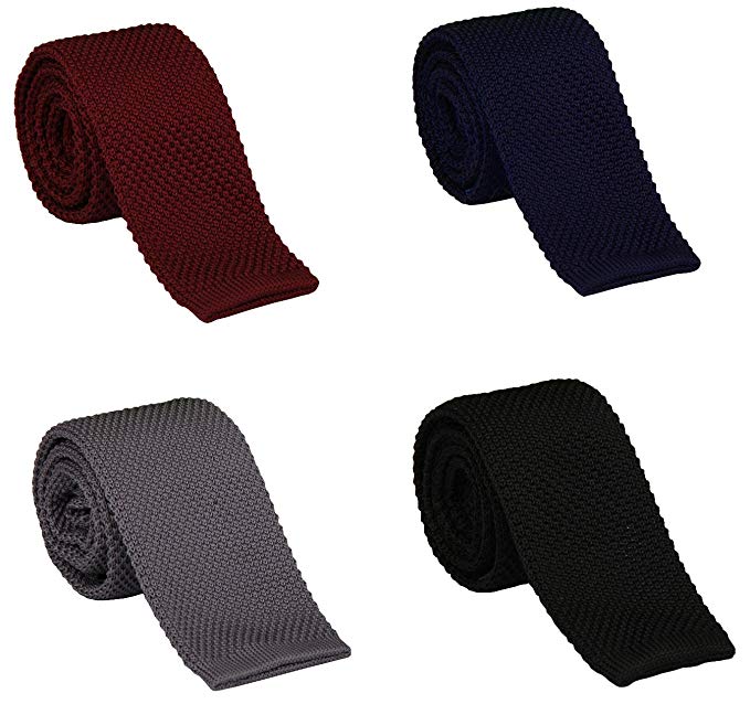 Gellwhu 4PCS Ties for Men, Mens Knit Tie, Skinny Tie, Solid Slim