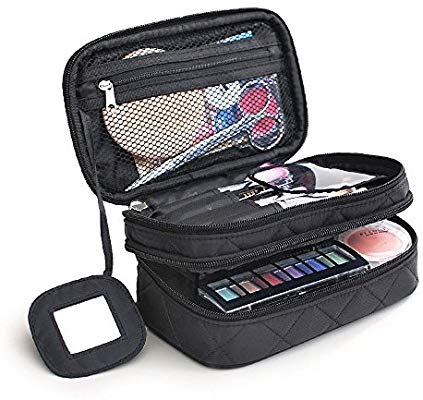 Amazon.com : MONSTINA Cosmetics Bag, Double Layer Makeup Bag, With