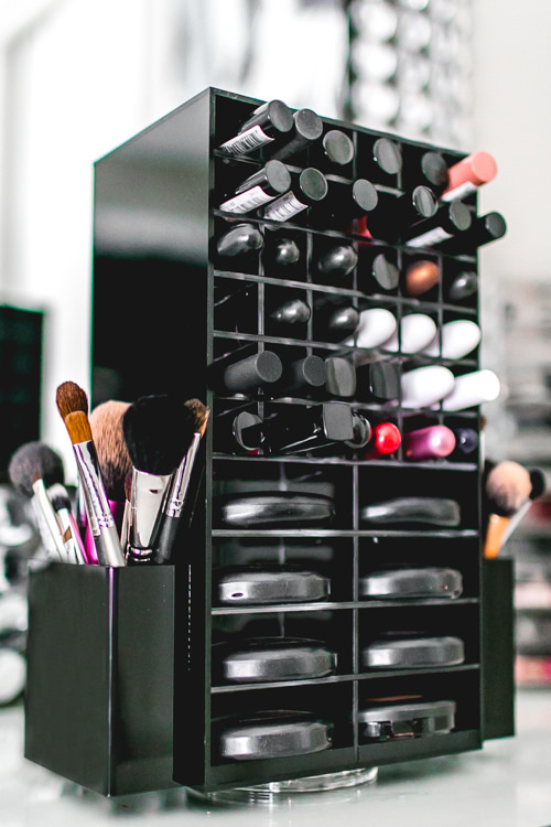 Spinning Acrylic Makeup Organizer Holder | Lipstick & Compact Powder