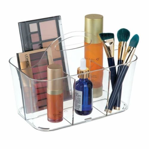 Mdesign Plastic Makeup Storage Organizer Caddy Tote - Divided Basket