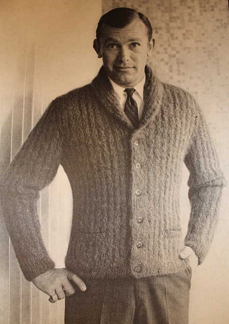Hipster Vintage Knitting Pattern Men's Mohair Cardigan - Mad Men