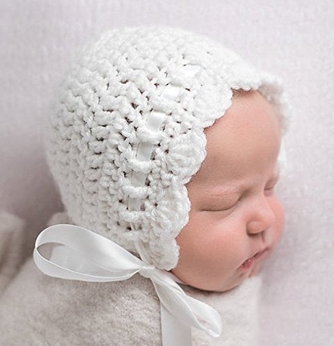 Amazon.com: Newborn Baby Bonnet, White Newborn Girl Crochet Hat