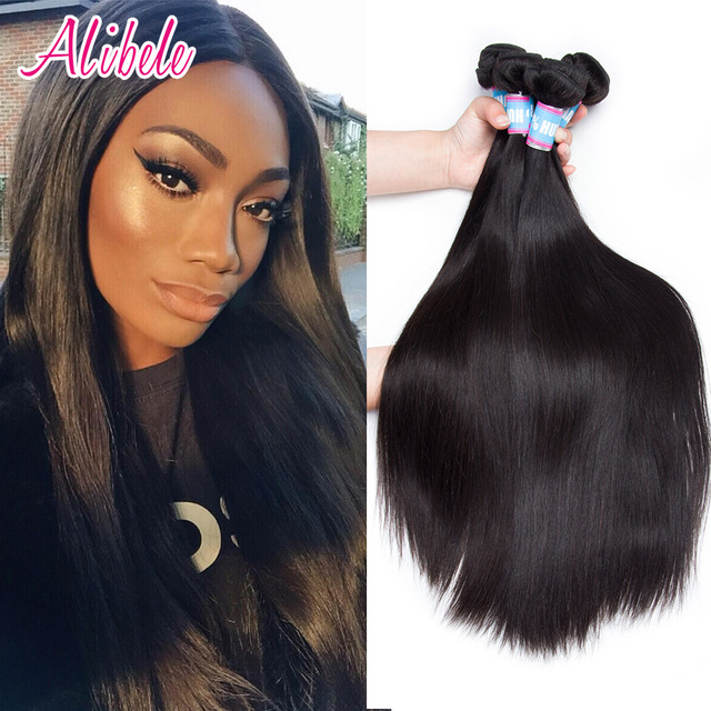 Alibele Brazilian Straight Hair 1or 4 Bundles Remy Hair Extensions