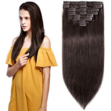 Amazon.com : 16 inch 90g Clip in Remy Human Hair Extensions Full