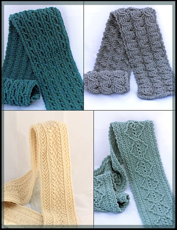 Crochet Cable Scarf Patterns Crochet Men's Scarf | Etsy