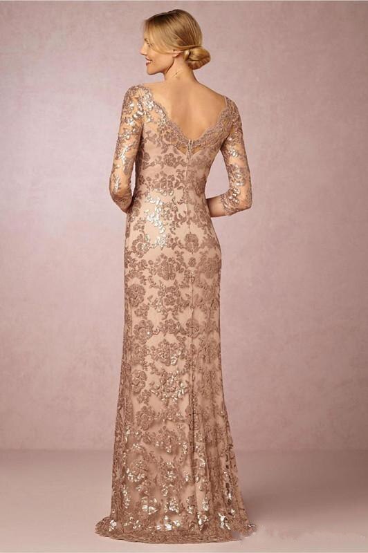 Plus Size Long Sleeves Rose Gold Mother of the Bride Dresses Plus .